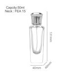 50ml 15 Bayonet Perfume Bottle, Thick Bottom, Diamond Shaped, Small Square