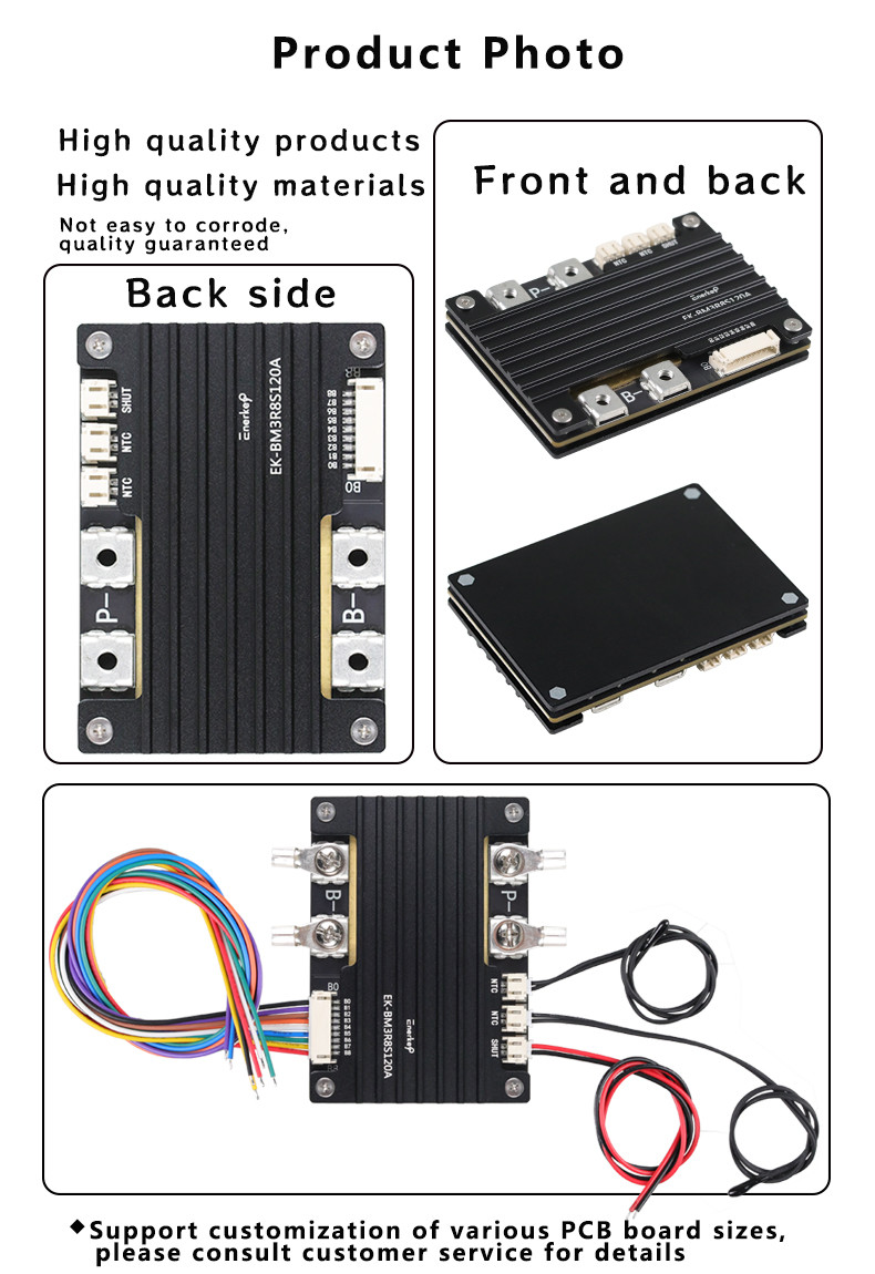 Enerkey Battery BMS 3S 4S 5S 6S 7S 8S 120A 12V 24V Li-ion/Lto/SIB/Lifepo4 Battery Pack BMS for Car Start