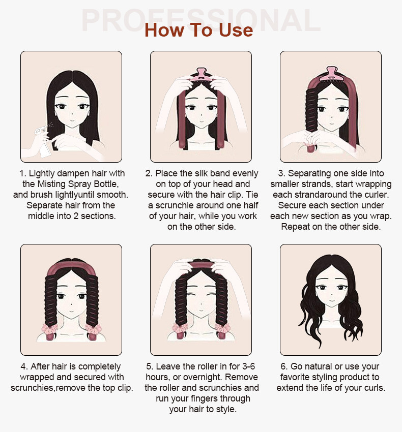OEM Hair Curling Rod , Mulberry Silk Foam Heatless Curlers DIY Stying
