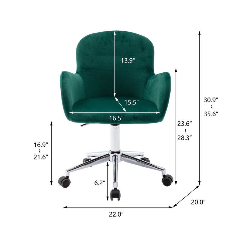 Sloped Arm Padded Seat Green Living Room Office Chair Silver Base