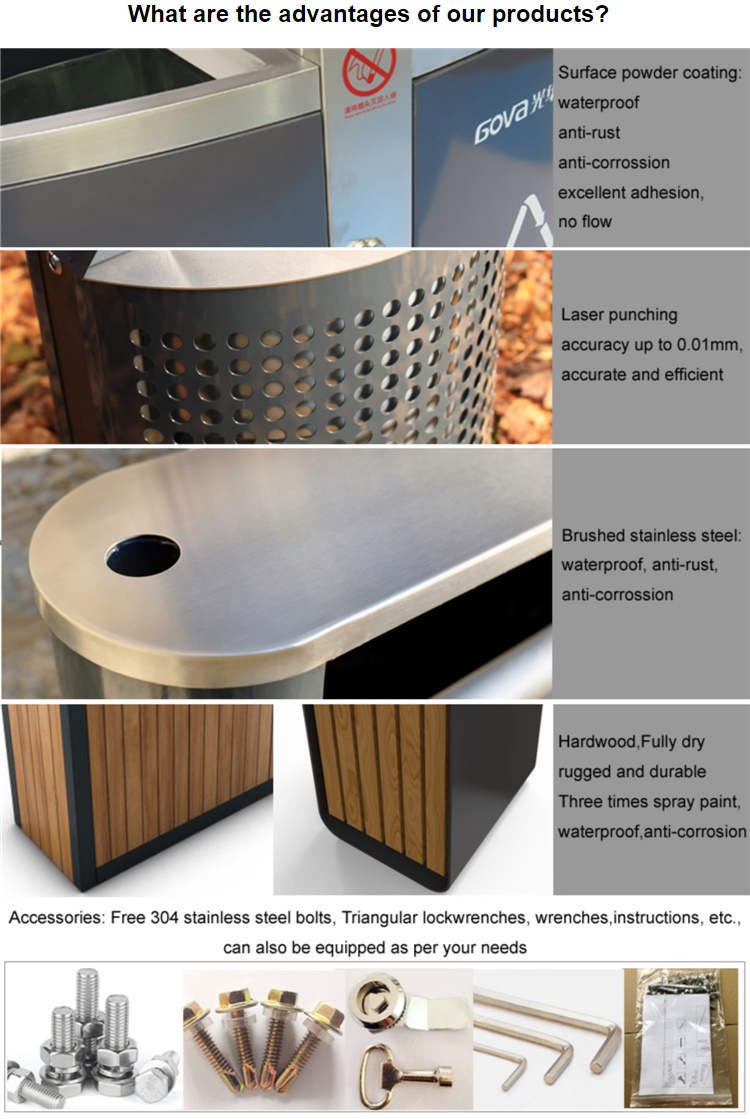 Rectangular 30L 7.9gal Double Wooden Trash Bin