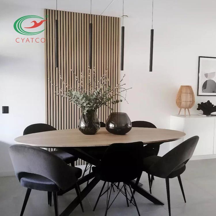 Ceiling Wood Acoustic Wall Panels Practical MDF Polyester Material
