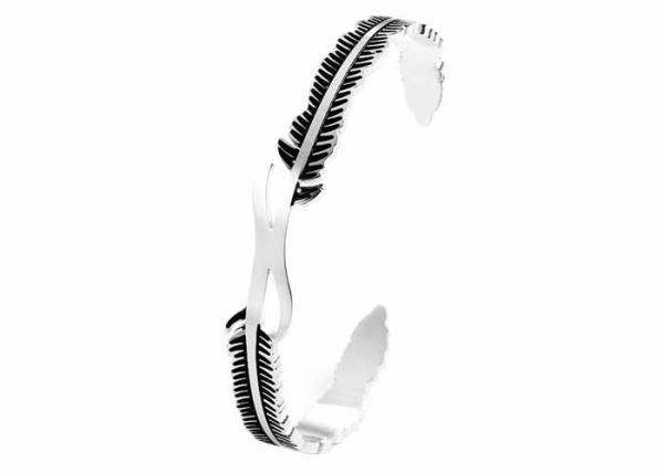 Fashion feather titanium steel bracelet female C-shaped open stainless steel