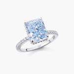 Silver Plated Baguette Blue Diamond 5A Ice Cut CZ Wedding Engagement Ring For