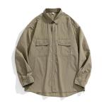 Custom Logo Top Loose Long Sleeve Shirt Tooling Double Pocket Men′s Shirt