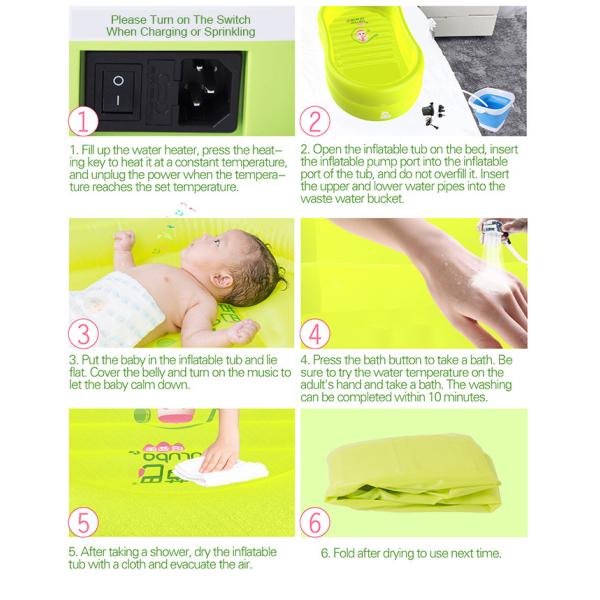 Smart Water Heater Inflatable Baby Tubs For Infant Or Toddler L95xW58xH20cm