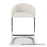 Kitchen Polished Stainless Steel 85CM 51CM White Upholstered Bar Stools