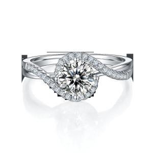 Wholesale Simple Arrival S925 Bright Setting Women Infinity Round Cut Moissanite Ribbon Twist Wedding Engagement Ring from china suppliers