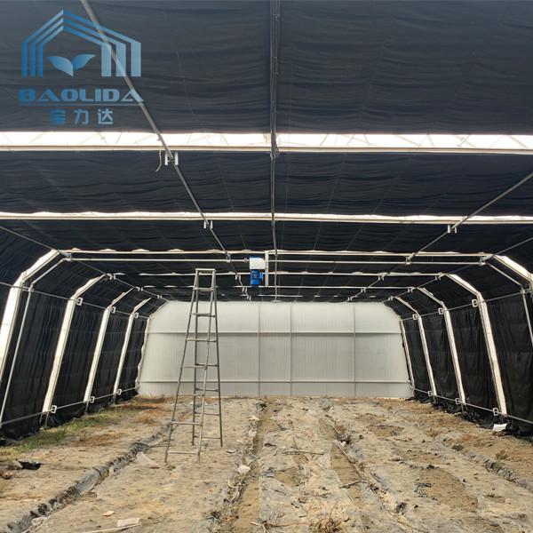 PE Film Poly Cover Single Span Light Deprivation Greenhouse Aluminum Zinc