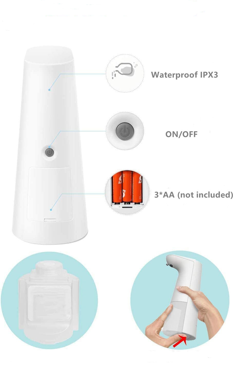 ABS Bathroom Foam Soap Dispenser 250ML 0.25S Automatic Touchless
