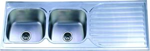 Wholesale 2 Faucet Double Bowl Kitchen Sink Mirror Polish Above Counter Installation Type from china suppliers