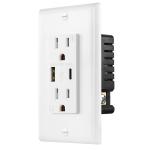 Fast Charging USB Wall Outlet With 15A 125V AC 60Hz Rating
