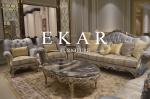 Italian Style Classic Carved Wood Marble Coffee Center Table Living Room