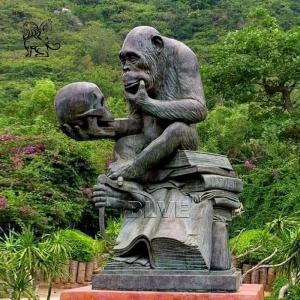 Wholesale Bronze Gorilla Sculpture Life Size Bronze Apes Sculpture Darwin Outdoor Park School from china suppliers