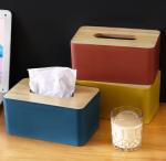 Removable Rectangular Household Storage Container Wooden Bamboo Tissue Box