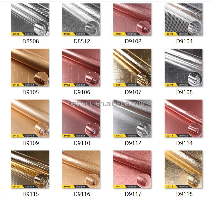 Contemporary Gold Metallic Wallpaper 200cm Self Adhesive Gold Foil Wallpaper