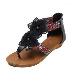 Wholesale BS173 Fashion Sandals Women'S European And American Rhinestone Cross Strap Back Zipper Wedge Heel Mid-Heel Women'S Shoes from china suppliers