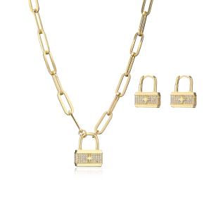 Wholesale Star Lock 18K Gold Jewelry Set Contemporary Diamond Clavicle Chain Necklace from china suppliers
