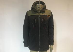 Wholesale Undetachable Hooded Mens Polyester Jacket Olive And Black Color Male Winter Coat from china suppliers