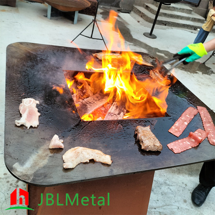 Backyard Corten Steel Wood Burning Fire Pit Barbecue BBQ Grill