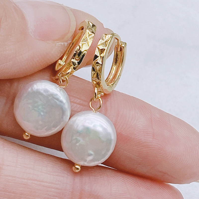 Korean Hoop Earrings For Women Handmade Sweet Baroque Pearl Circle Earring Jewelry Natural Baroque Pearl Earring