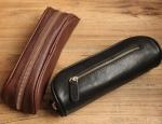Vintage Genuine Leather Pencil Case , Handmade Artist Pencil Bag High End