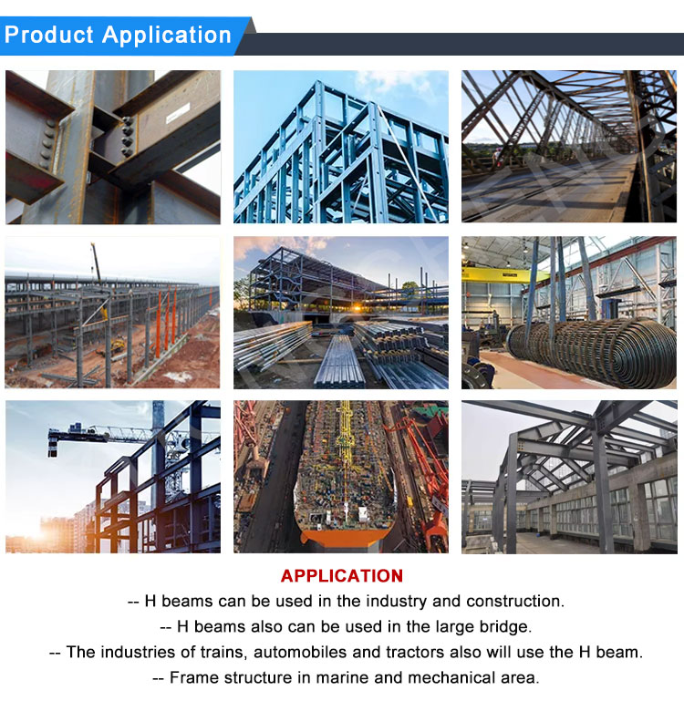 Q235/Q345/ST37-2/ST52/Q420/Q460/S235JR/S275JR/S355JR Steel Beams UC UB Standard Size Surface Black H Beam Steel H and I Beam