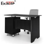 Commercial Black Glass L Shaped Desk With Drawers Modern Executive Office