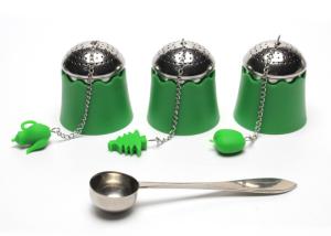 Wholesale SGS Stainless Steel Tea Bag Strainer Infuser U Bond Silicone Tray Metal Chain from china suppliers