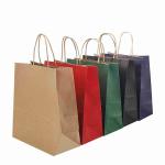 16x8x22 CMYK Plain Colorful Kraft Paper Shopping Bags White Gift Bags With