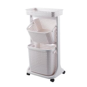 Wholesale Beige Two Tier Laundry Basket Plastic Laundry Hamper 44*34*82cm from china suppliers