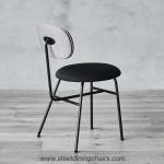 Vintage Matte Black Finished Padded 82CM 39cm Steel Frame Dining Chairs