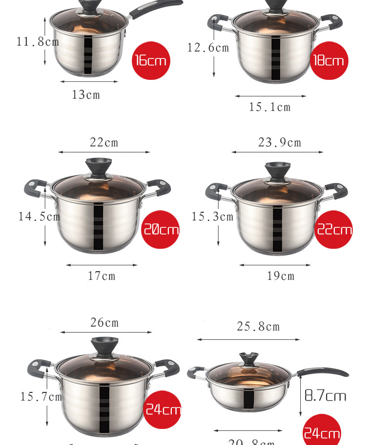 Best Sale Kitchen 12 Piece Cooking Pot Set Pot And Pans Stainless Steel Cookware Set