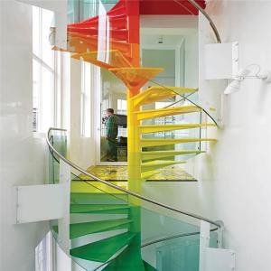 Wholesale Apartment 600-2200mm Glass Spiral Stairs With Stainless Steel Balustrade from china suppliers