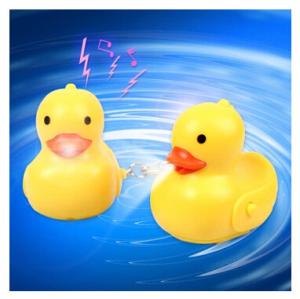 Wholesale New creative gift cartoon animal yellow duck led light keychain keyrings with sound from china suppliers