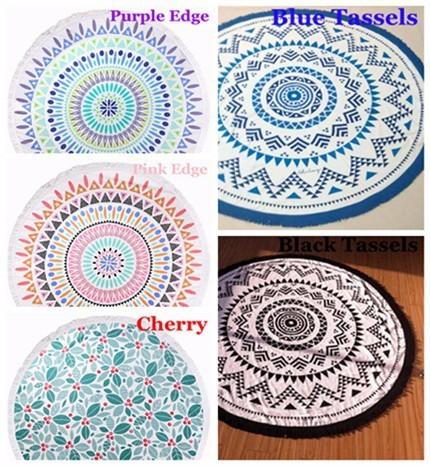 Indian Mandala Round Roundie Beach Towel Tassel, Turkish Round Beach Towel with
