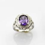 Fashion Jewelry 8mmx10mm Oval Cut Pink Cubic Zircon 925 Silver Ring(R19)