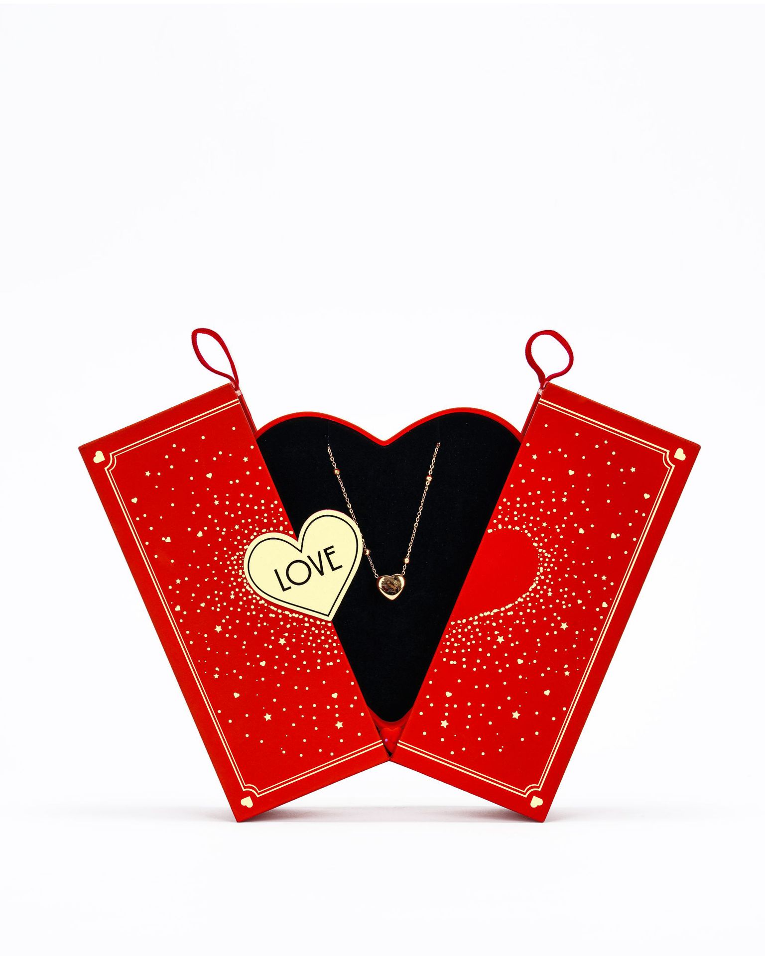 Jewelry Storage Box Luxury Double Heart-Shaped Flower Box Necklace Ring Earrings Box