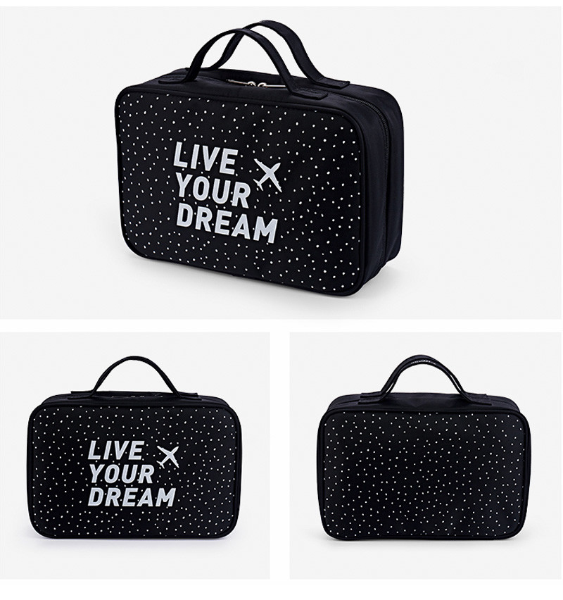 Professional Custom Large Capacity Waterproof Polka Dot Wash Makeup Bag
