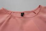 autumn season Pleated Bottom Long Sleeve Round Collar Blouse Rose Color
