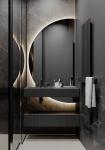 Luxury Matte Black Customized Bathroom Cabinet With Undermount Black Sink