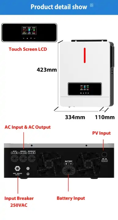 High Pv Input Hybrid On Grid And Off Grid Solar Inverter Mppt Solar Inverter With Dual Output 3600W 6200W Inverter