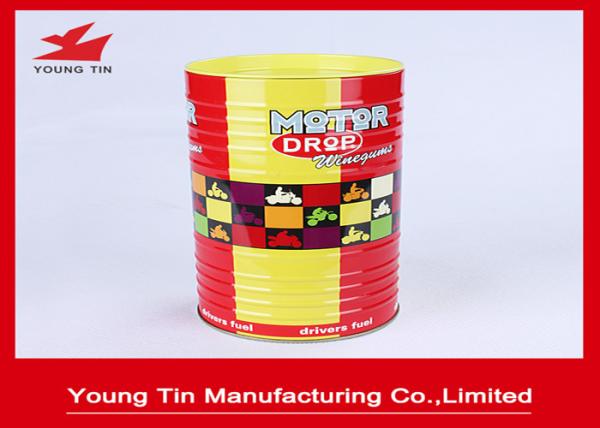 Cylinder Round Food Cookie Gift Tins , CMYK Printed Outside Glossy Finished