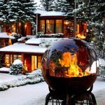 Outdoor 800mm Diameter Rustic Red Steel Fire Ball Or Customized