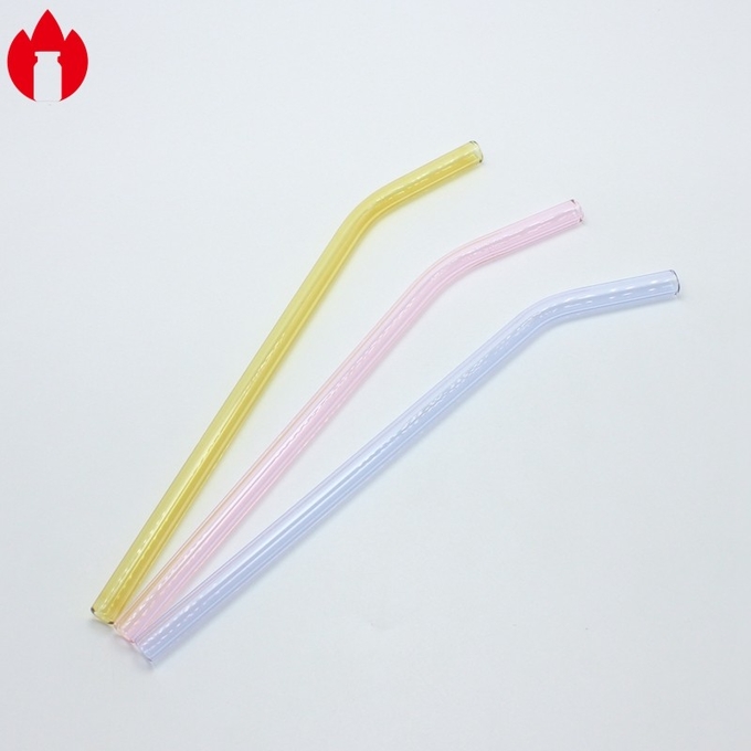 Pink Color Borosilicate Glass Drinking Straws For Tea Coffee