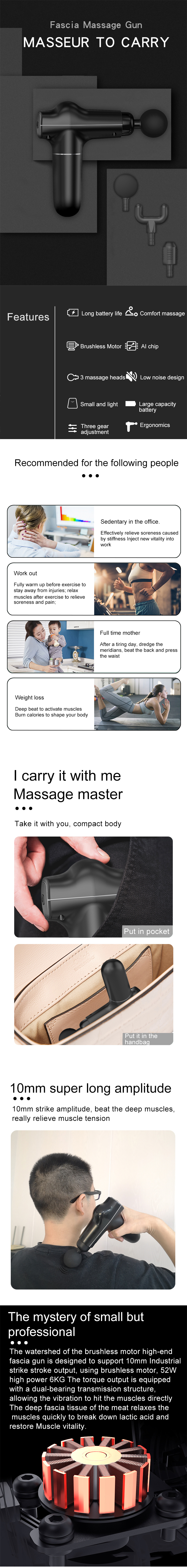 7.4V Deep Muscle Stimulator Tissue Massage Gun Vibration Massage Gun