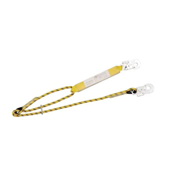 1460 To 1988mm Adjustable Safety Lanyard Yellow Energy Absorber Kernmantle Rope