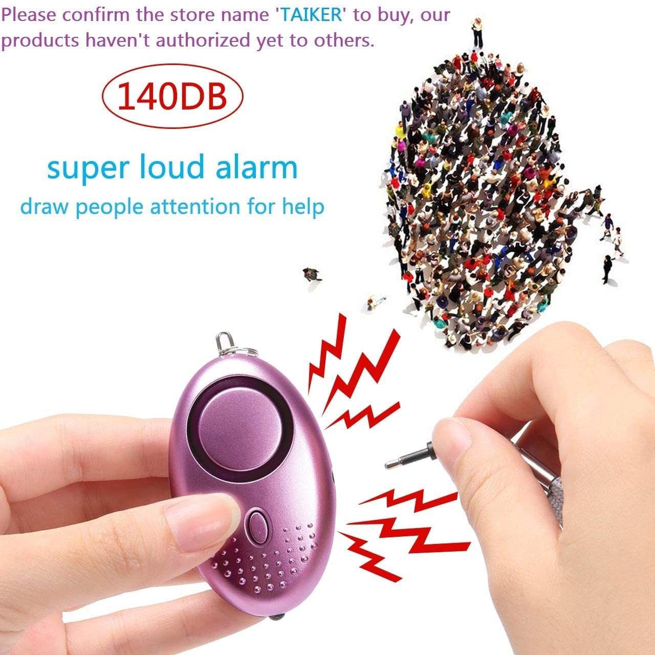 10 Packs Safesound Personal Alarm 125db 140db LED Wireless For Women Kids Elders