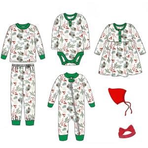 Wholesale Wholesale Boutique Newborn Xmas Romper Pant Headband Hat 7pcs Outfits Infant Christmas Clothing Set Baby Clothes from china suppliers