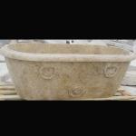 Hotel Deocration Beige travertine bathtub with figure statue carving for